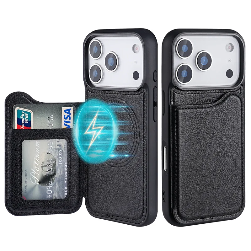 Phone Wallet Combo - For Magsafe Magnetic Flip Leather Wallet