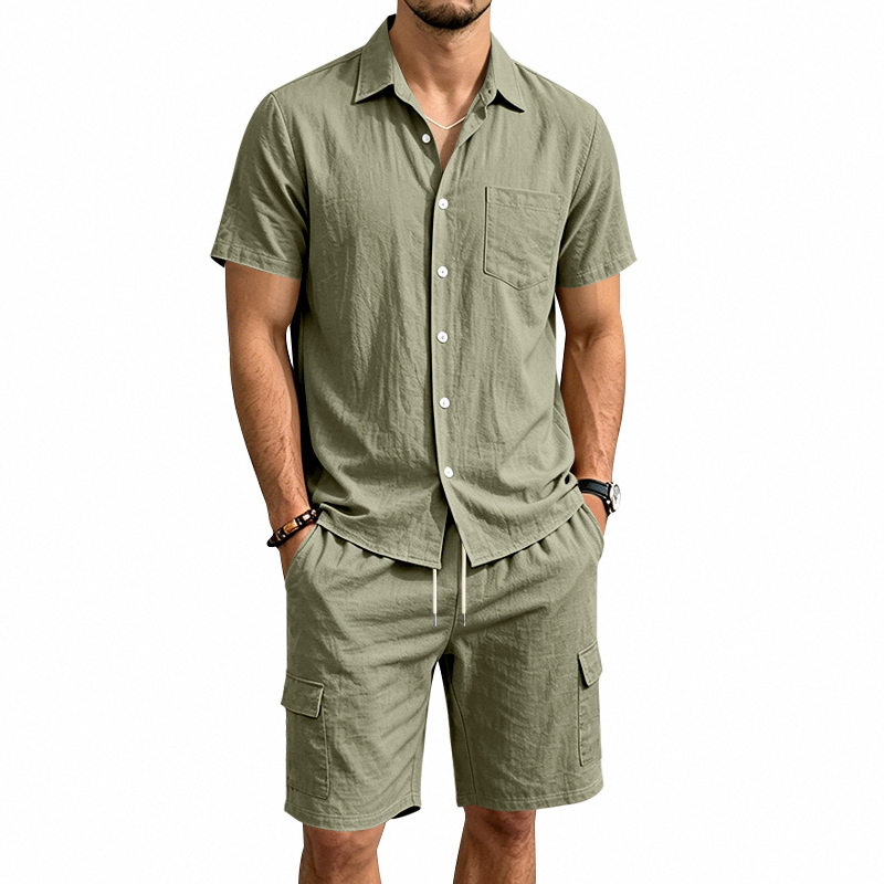 Men'S Accessories Pouch - Men Summer American Linen Two Piece