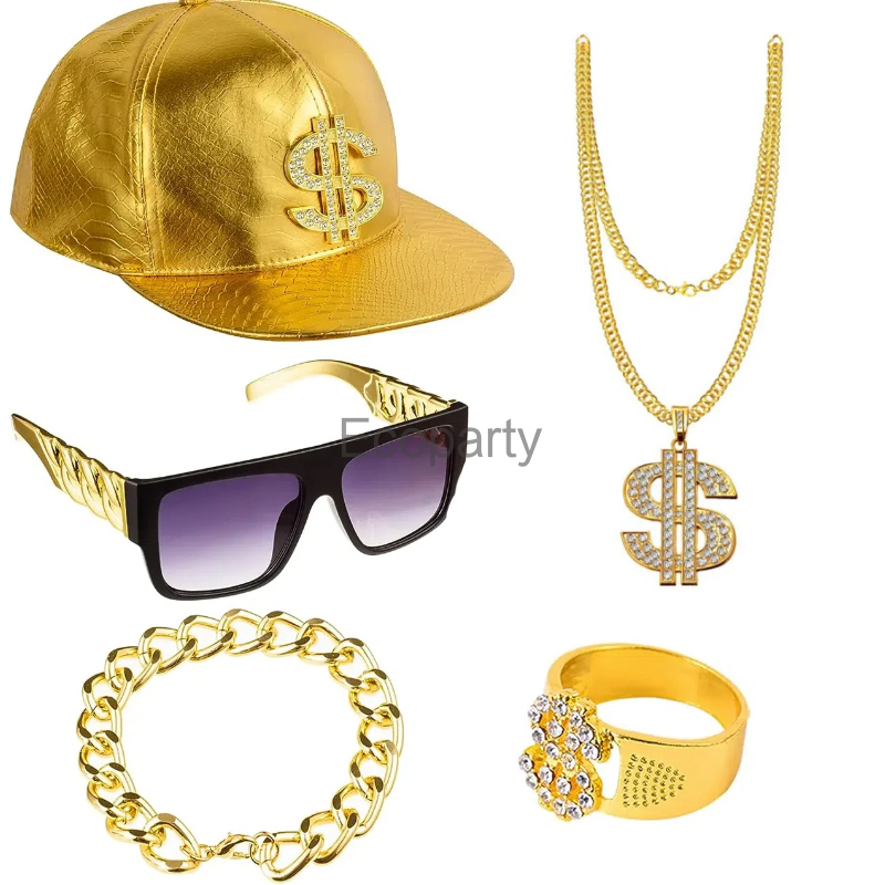 80s 90s Hip Hop Costume Access - огляд і ціна Men Accessories Ring And Bracelet