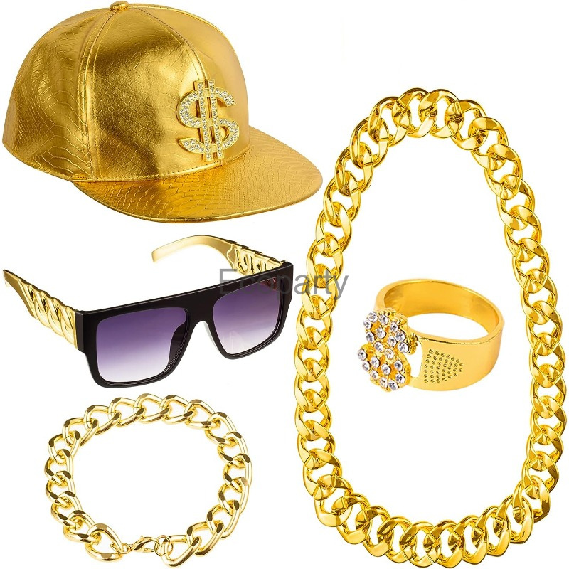 80s 90s Hip Hop Costume Access - огляд і ціна Men Accessories Ring And Bracelet