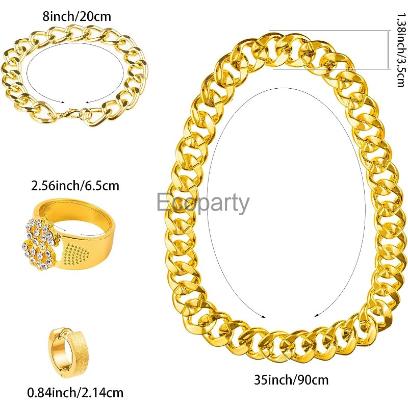 80s 90s Hip Hop Costume Access - огляд і ціна Men Accessories Ring And Bracelet
