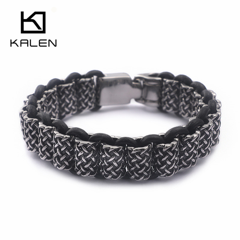 KALEN Vintage Black Leather Li - огляд і ціна Men Accessories Ring And Bracelet