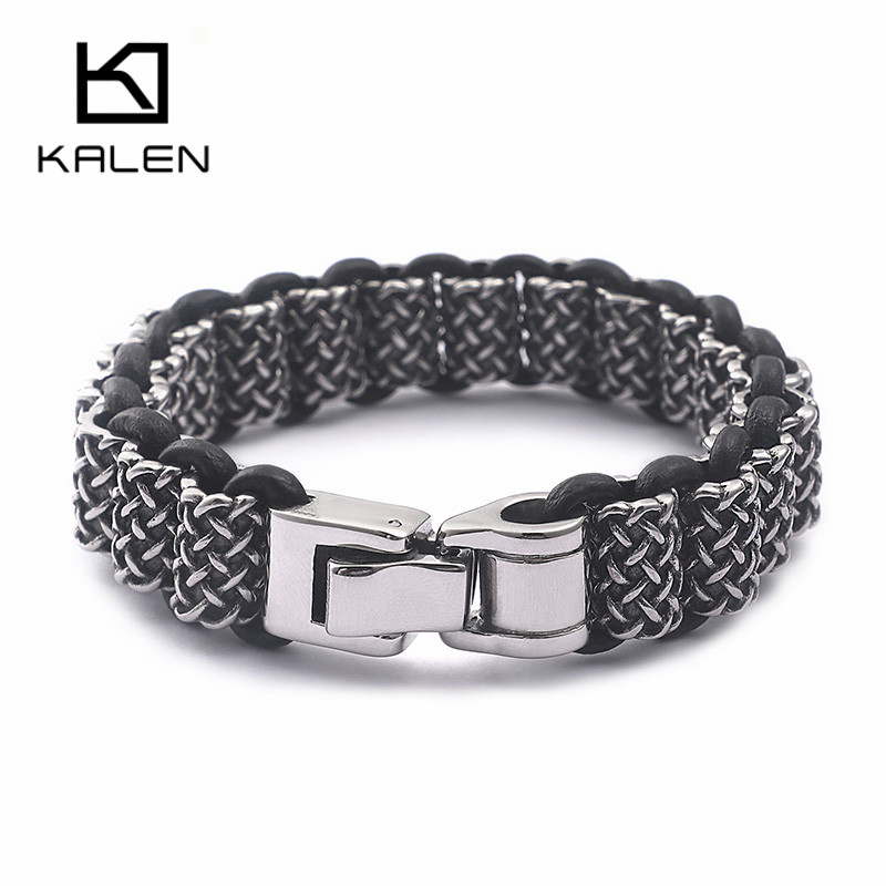 KALEN Vintage Black Leather Li - огляд і ціна Men Accessories Ring And Bracelet