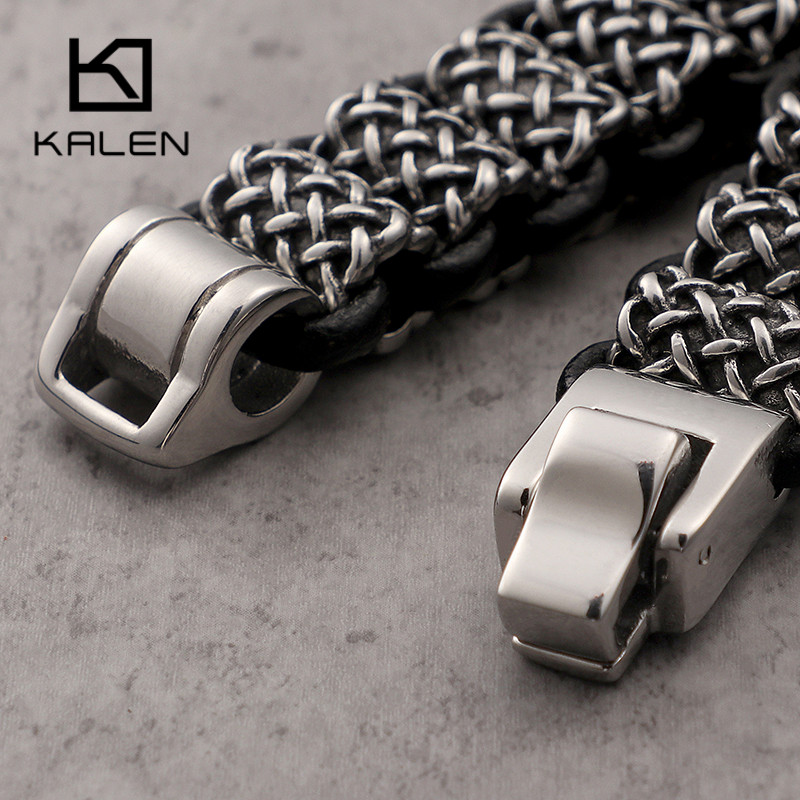 KALEN Vintage Black Leather Li - огляд і ціна Men Accessories Ring And Bracelet