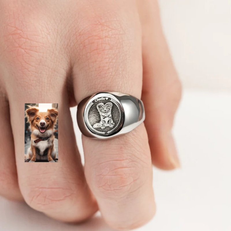 Custom Engrave Photo Signet Ri - огляд і ціна Men Accessories Wholesale
