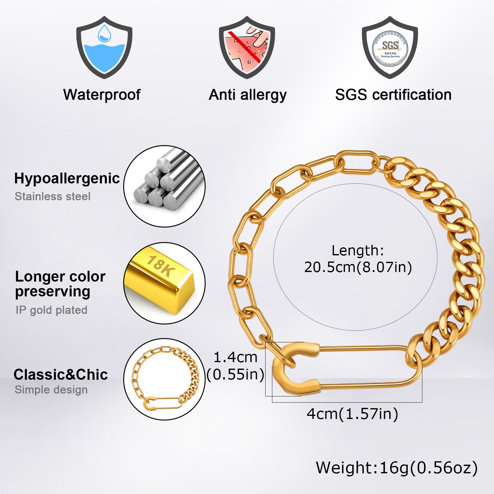 Vnox Men Paperclip Cuban Link  - огляд і ціна Men Accessories Ring And Bracelet