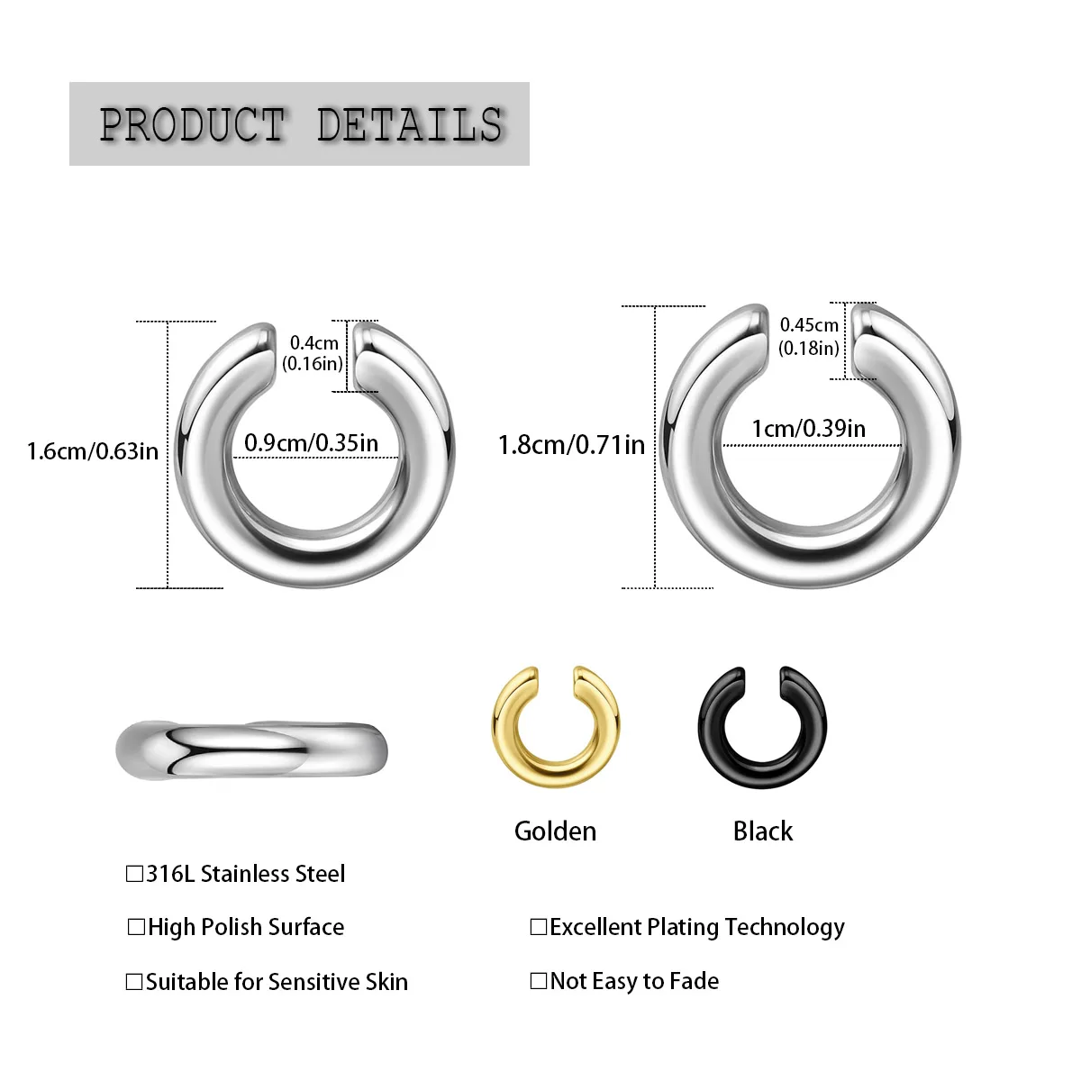 1pc Exaggerated C-Shaped Non-P - огляд і ціна Men'S Accessories Rings