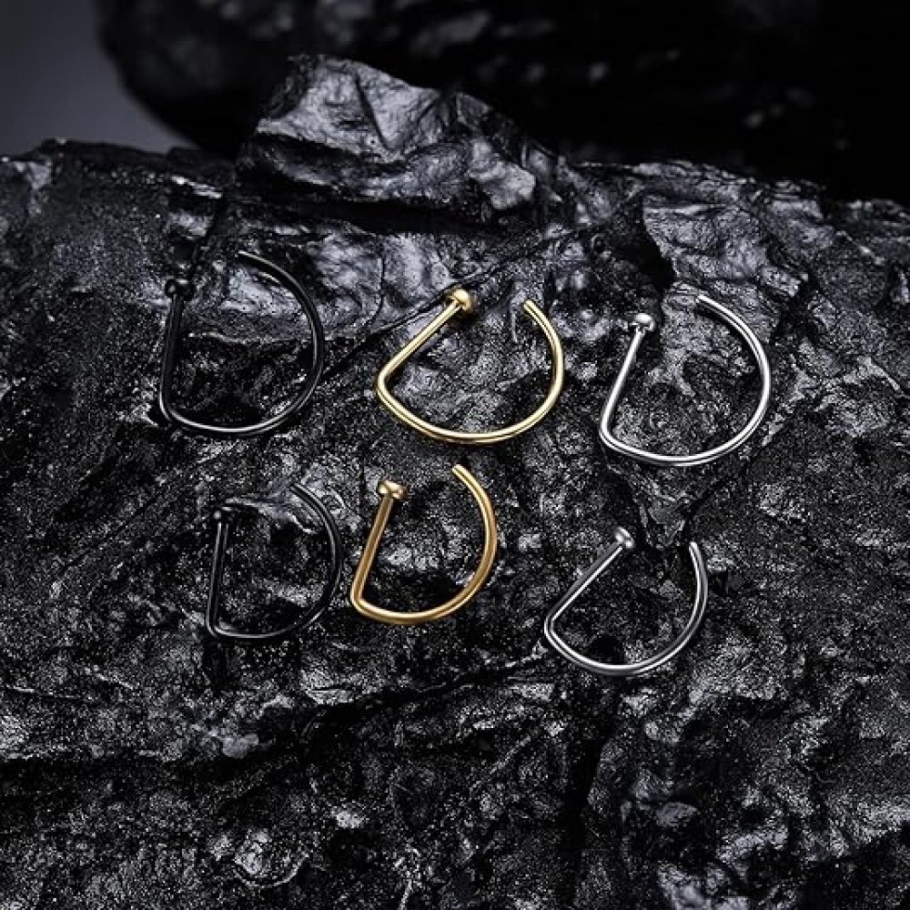 4 Pack Non Piercing D-Shaped N - огляд і ціна Men'S Accessories Rings
