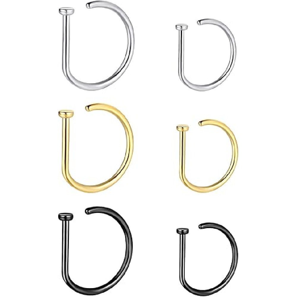 4 Pack Non Piercing D-Shaped N - огляд і ціна Men'S Accessories Rings