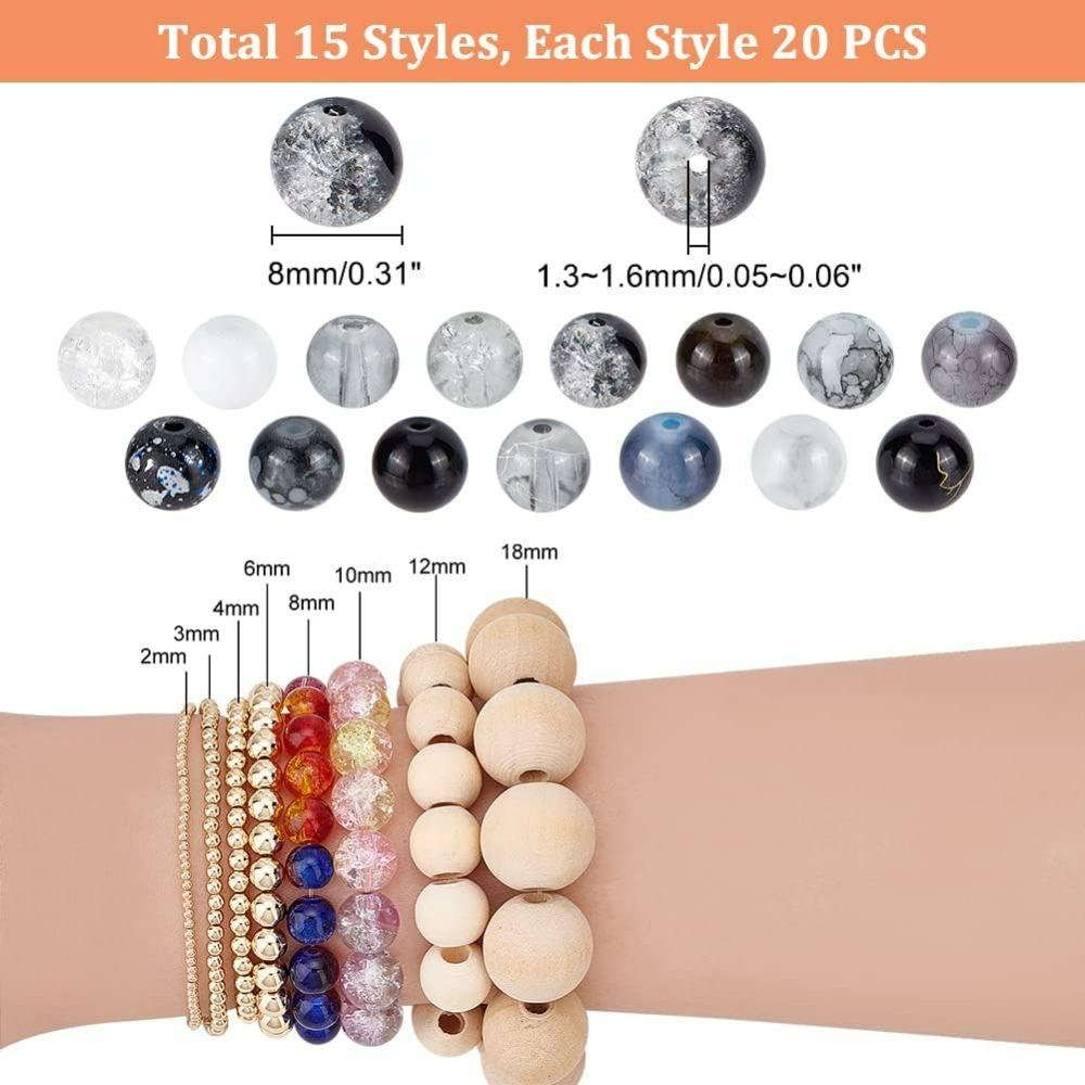 300pcs 8mm Black Glass Beads 1 - огляд і ціна Men Accessories Bracelet